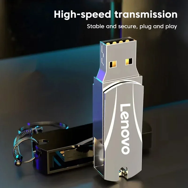 Lenovo-High Speed Metal Pendrive, Drivers Flash USB, Armazenamento de memória, Adaptador de disco U, USB 3.0, 16TB, 8TB, 1TB, 2TB