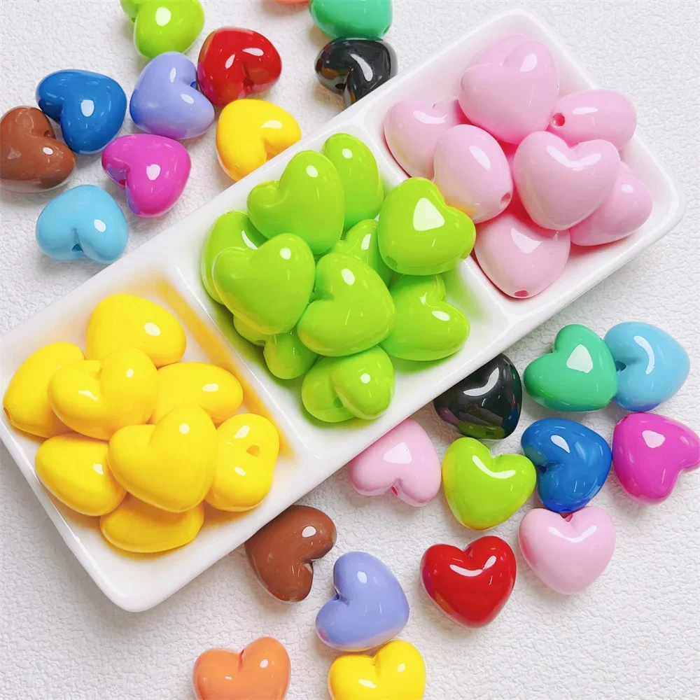 TX12 Painted Heart-shaped Beads DIY Handmade Loose Beads Hand-painted Cute Ins Mobile Phone Chain Pendant Beads Decoration