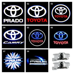 2PCS Car LED Welcome Lamp with Toyota Logo Door Ghost Shadow Light Laser Projector for Toyota PRADO Camry Corolla Rav4 Prius