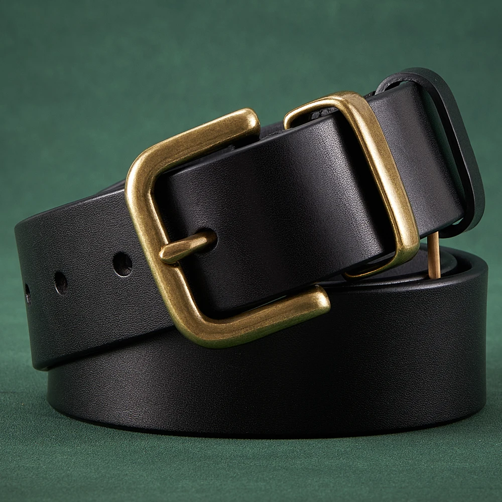 38cm幅-メンズベルト-フルグレイン牛革-本革ストラップ-純粋な第一層牛革-レトロ銅バックル-ジーンズ用メンズベルト
