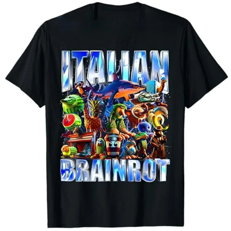 

Italian Brainrot Bootleg Retro Meme Shark Tralalero Tralala T-Shirt Tung Tung Tung Sahur Cute Kids Adults Y2k Novelty Tee Shirt