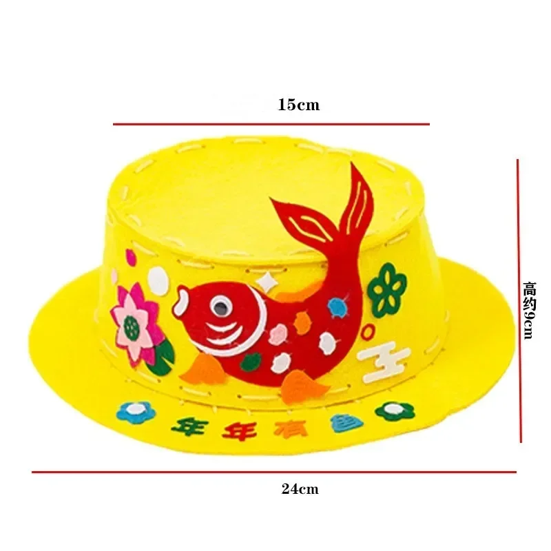 DIY Christmas Cap Decoration Children Handmade Non-Woven Hat Craft Kits Toys for Kids Kindergarten Educational Toys Xmas Gifts