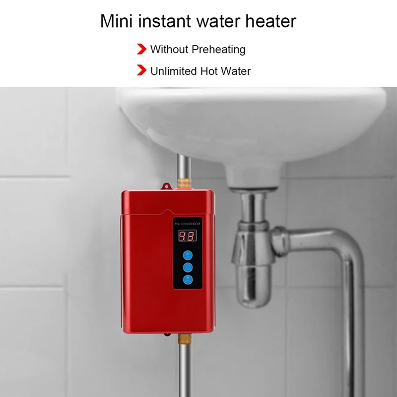 Digital Electric Water Heater Instantaneous Tankless Water Heater For Kitchen Bathroom Shower Hot Water Heater US Plug