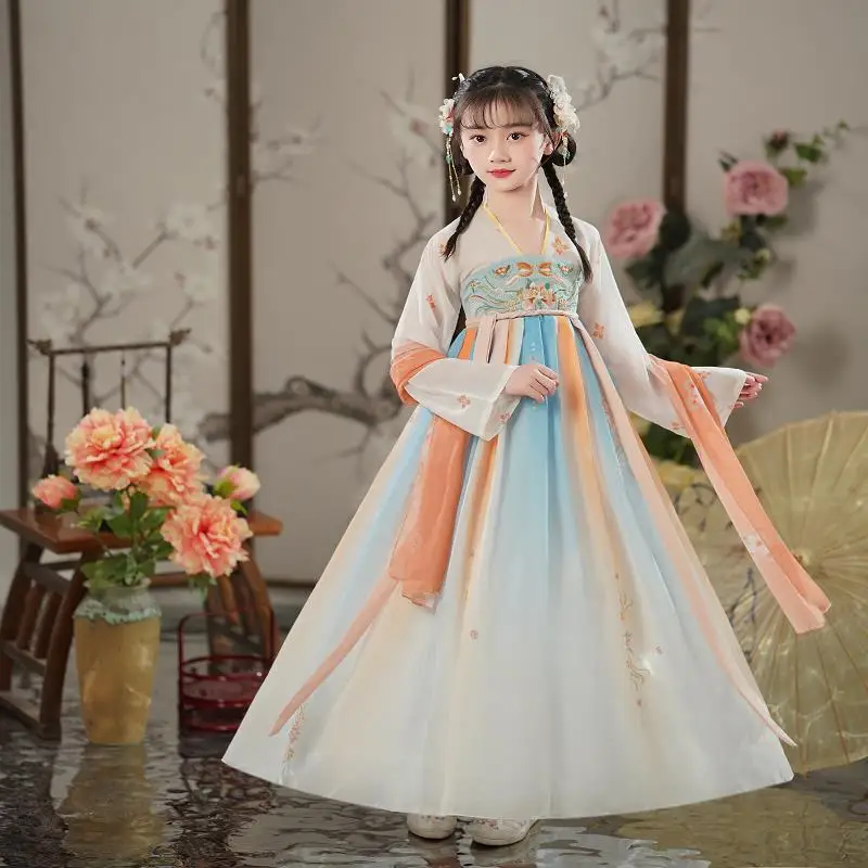 

Summer New Hanfu Girls' Children's Ancient Costume Chinese Style Tang Style Princess Girls' Dress Performance Clothing