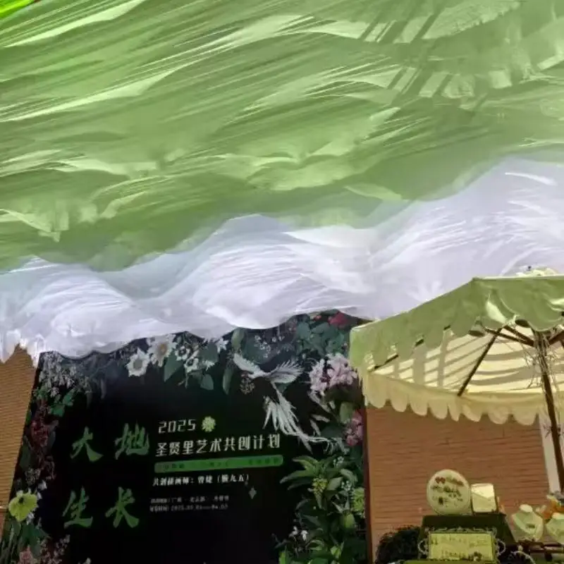 Bunte Wellen-Hängedecke, Gazevorhang, Hängendes Dekorationsband für Sonnenschutz im Freien, Camping, Ferienunterkünfte, Bauernhof 100M – Detail 4