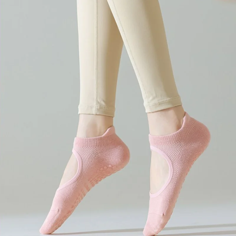 

Ladies Anti-Slip Pilates Yoga Socks with Arch Support Open-Toe Breathable Sports Dance Exercise Gripper Socks for Ballet Fitness
