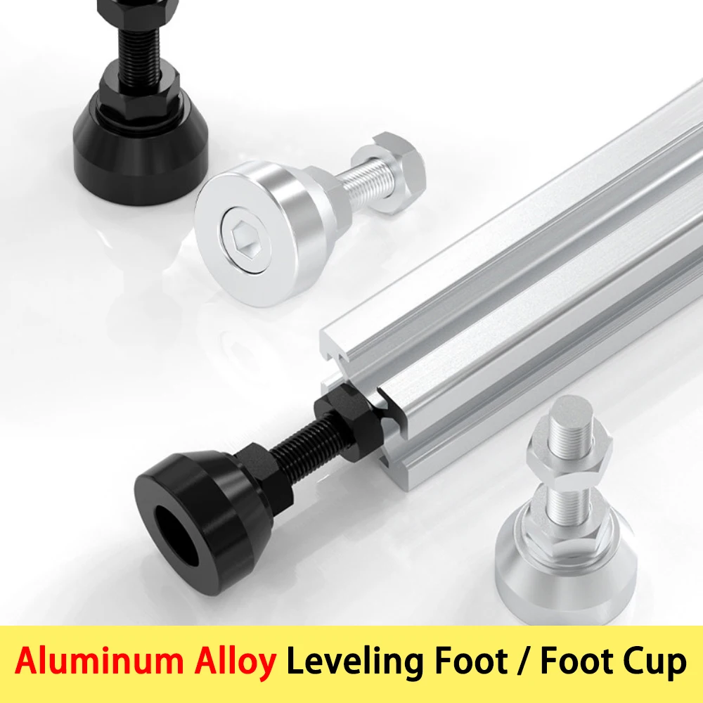 2/5Pcs Heavy Duty Adjustable Aluminum Foot Cup Thread Type M5 M6 M8 Anti-slip Balance Support Feet For Furniture Machine