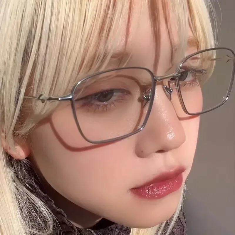 Vintage Rectangle Glasses Frame Women Metal Small Squre Shap