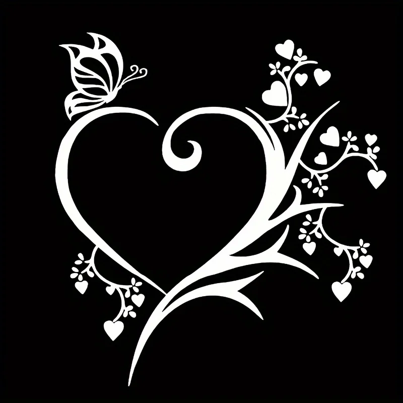

1pc Elegant Heart & Butterfly Matte Vinyl Decal, Decor Sticker for Car Windows, Home and Office