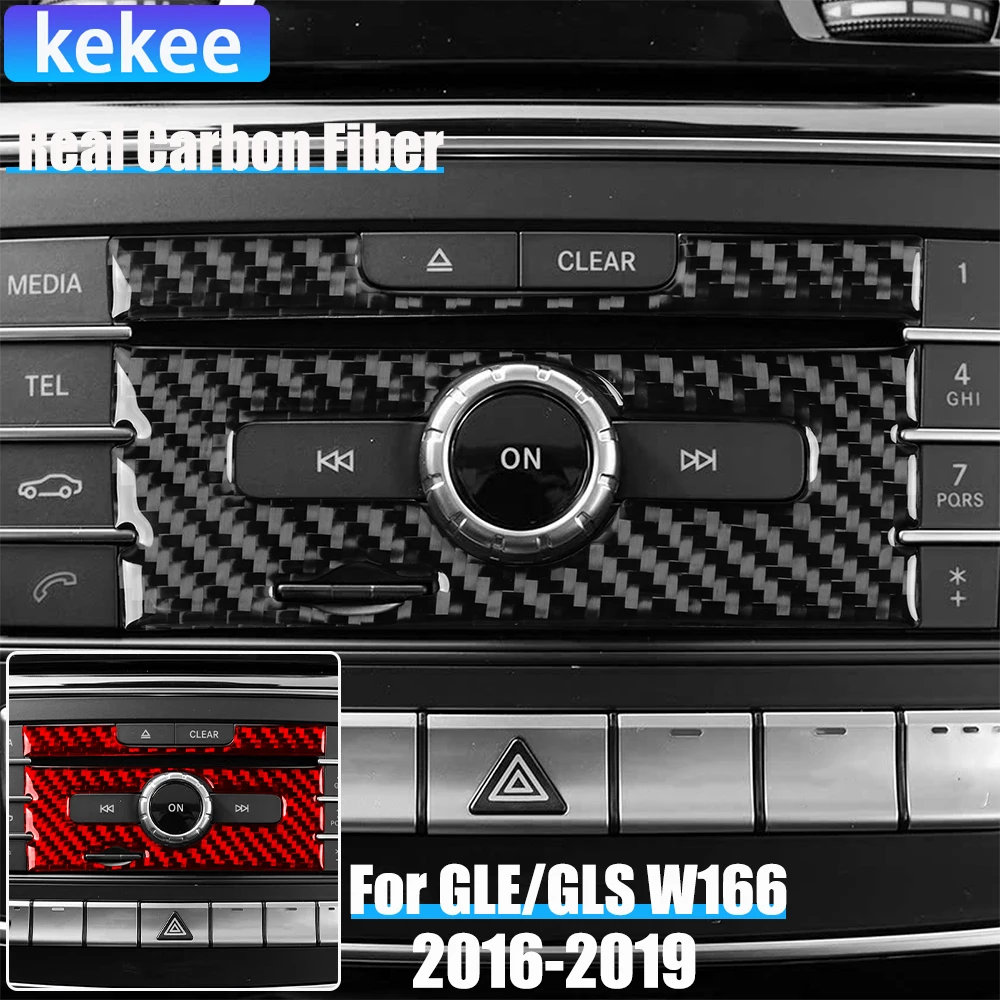 

Автомобильные аксессуары из настоящего углеродного волокна, накладка на панель CD-плеера, мягкая наклейка для Mercedes-Benz W166 GLE/GLS 2016 2017 2018 2019