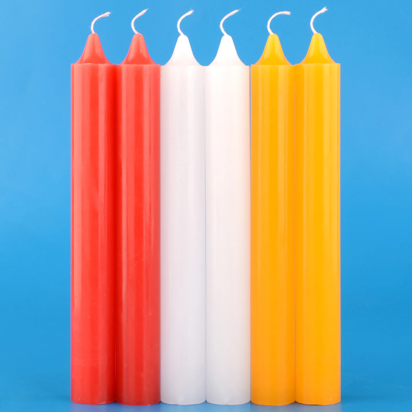 6pc/pack, 2.5x20cm Long Pole Candle, Smokeless Odorless Lighting, Red White Candle,emergency Backup For Household Power Outages