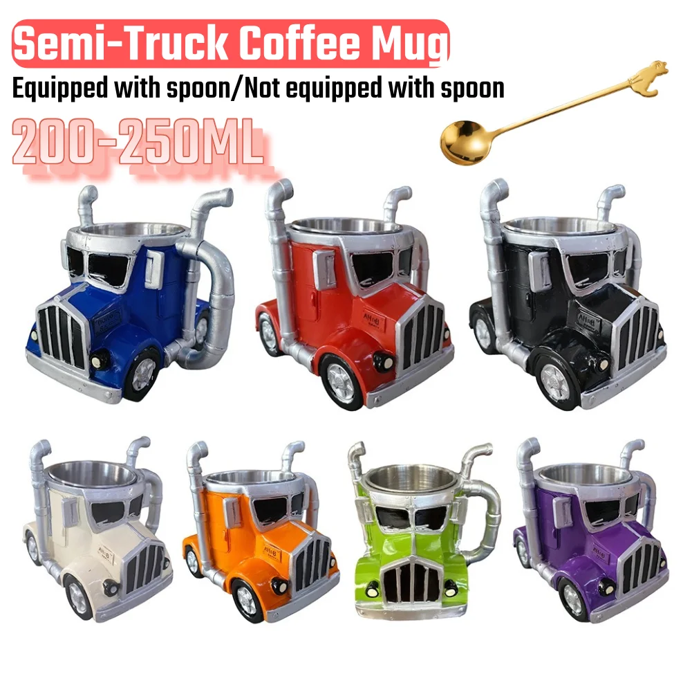 

200-250 мл кофейные кружки для полугрузовика, прочная кофейная чашка из нержавеющей стали, полукружка в форме грузовика, смоляная кофейная кружка для водителя грузовика
