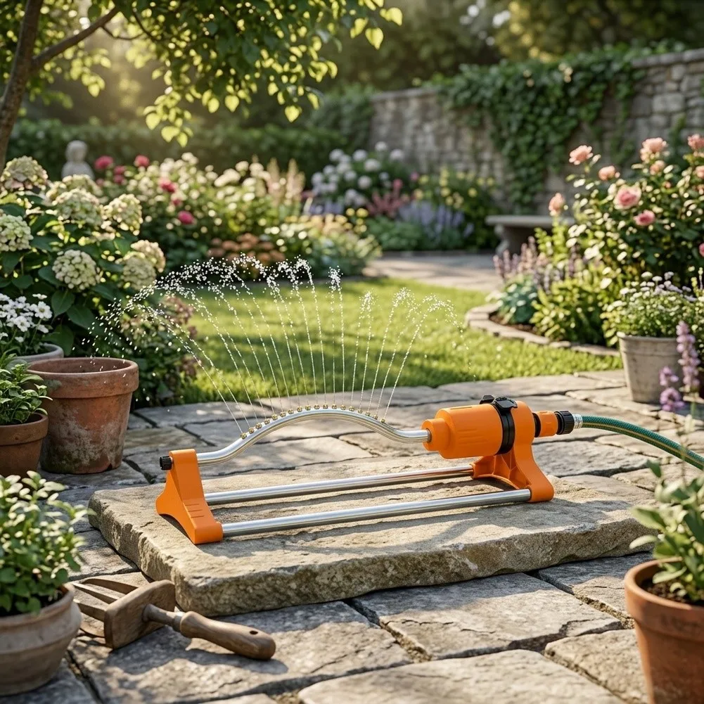 Outdoor Oscillating Sprinkler with Sliding Paddle Adjustment for Targeted Lawn Irrigation Aluminum Construction