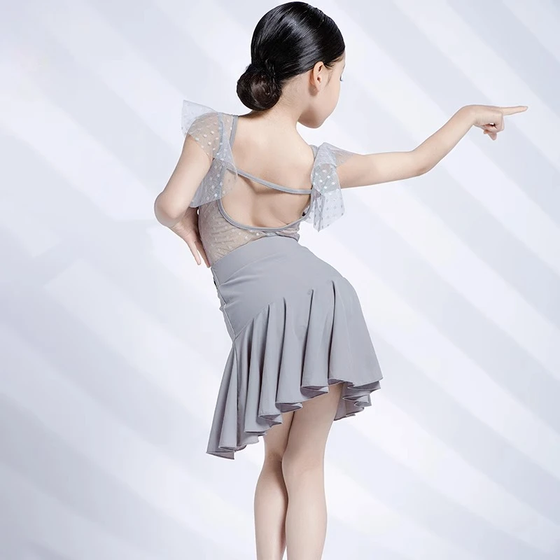 ชุดฝึกซ้อมเต้นลาตินสำหรับเด็กผู้หญิง ชุดแสดงเด็กใหม่ ชุดแข่งขันเต้นลาติน ชุดเต้นลาติน