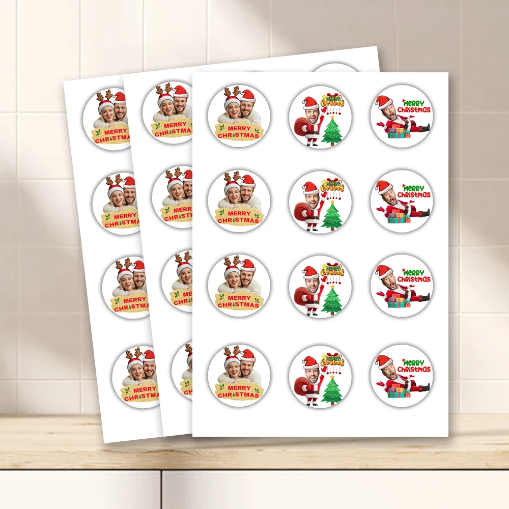 Personalisierte Foto-Weihnachtsaufkleber, perfekt zum Dekorieren von Frohe Weihnachtsfeiern, Weihnachtsgeschenken und anderen Dekoartikeln
