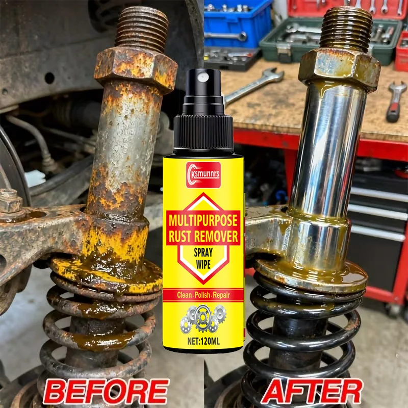 All-in-One Metal Rust Remover Lubricant, Instant Rust Elimination for Hinges & Wheel Hub Bolts, Squeak Stopper, Effortlessly Loo