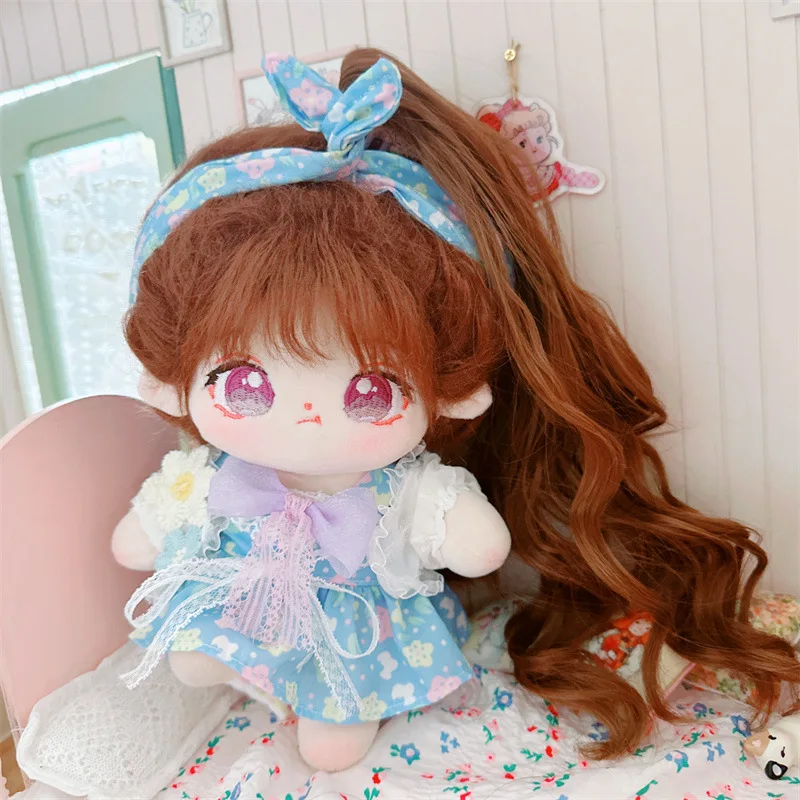 20cm Kawaii Blue Flower Dress vestiti per bambole Cute equiseto Idol Doll Outfit accessori in generale per Star peluche regali per ragazze