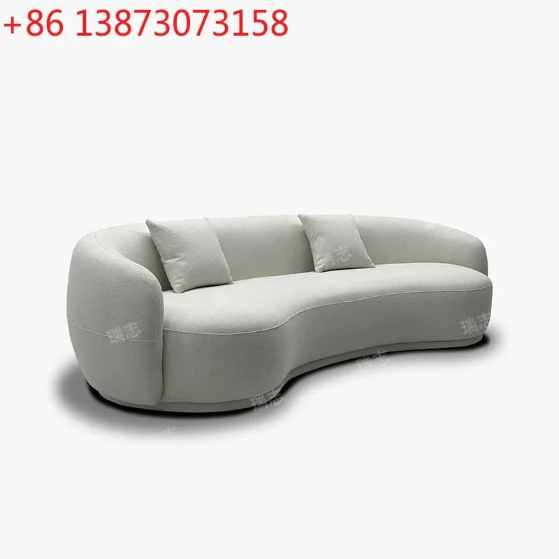 Semicircular curved cashew sofa moon model special-shaped living room furniture sofa cream style designer lamb wool simple