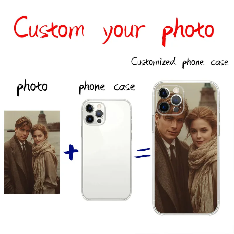 آيفون 16 15 14 13 12 11 Pro Xs Max 16e XR 7 8 6 6s Plus SE 2020 2022 حافظة صور مخصصة للعشاق غطاء ناعم شخصي