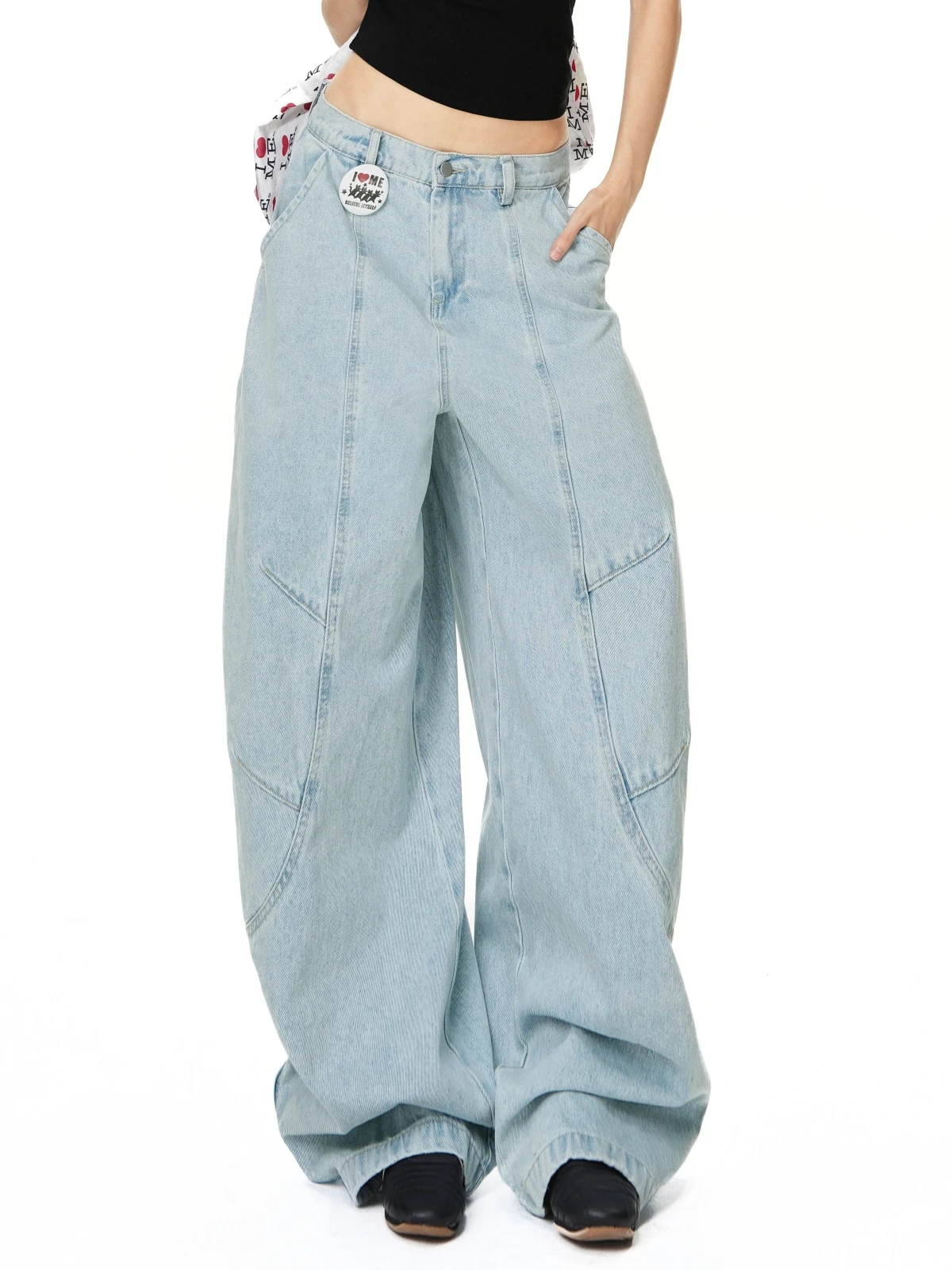 

ZHISILAO New Y2k Baggy Jeans Women Chic Vintage Loose Pocket Wide Leg Denim Pants Streetwear Spring 2025