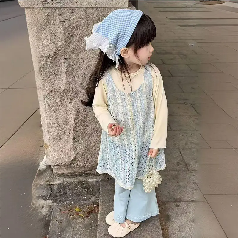 

Sweet Girl 2026 Autumn New Sweet Set Childrens Jeans Undercover Three Piece Set