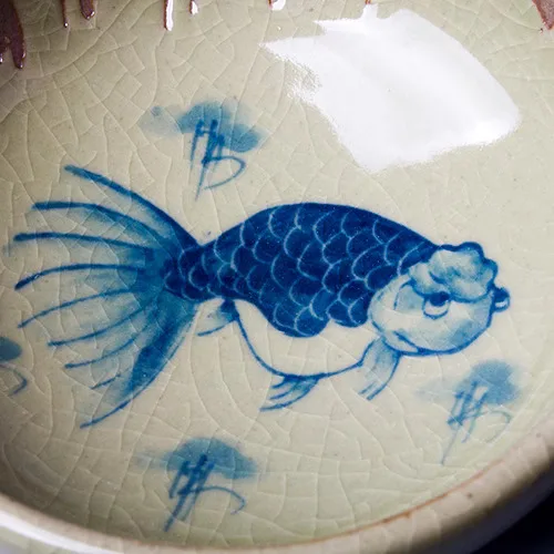 كوب سيراميك مرسومة يدويًا، طقم شاي بورسلين جينغدتشن باللونين الأزرق والأبيض، ماستر فيش كل عام