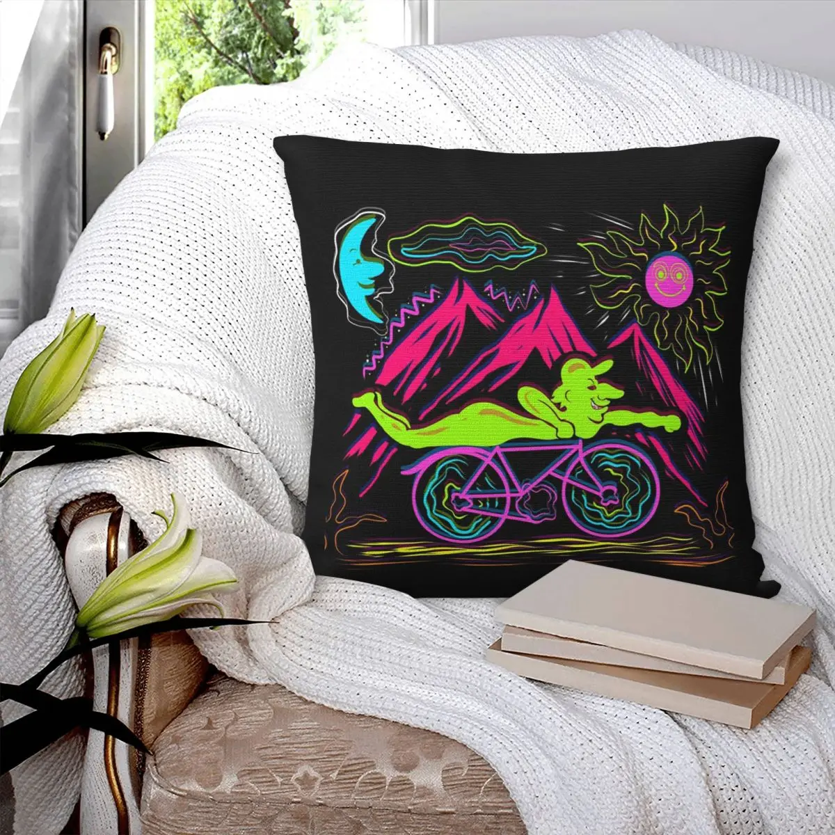 Albert Hoffman 1943 Blotter Bicycle Square Pillowcase Cushion Cover Pillow Case Throw Pillow Cover for Home Bedroom Car