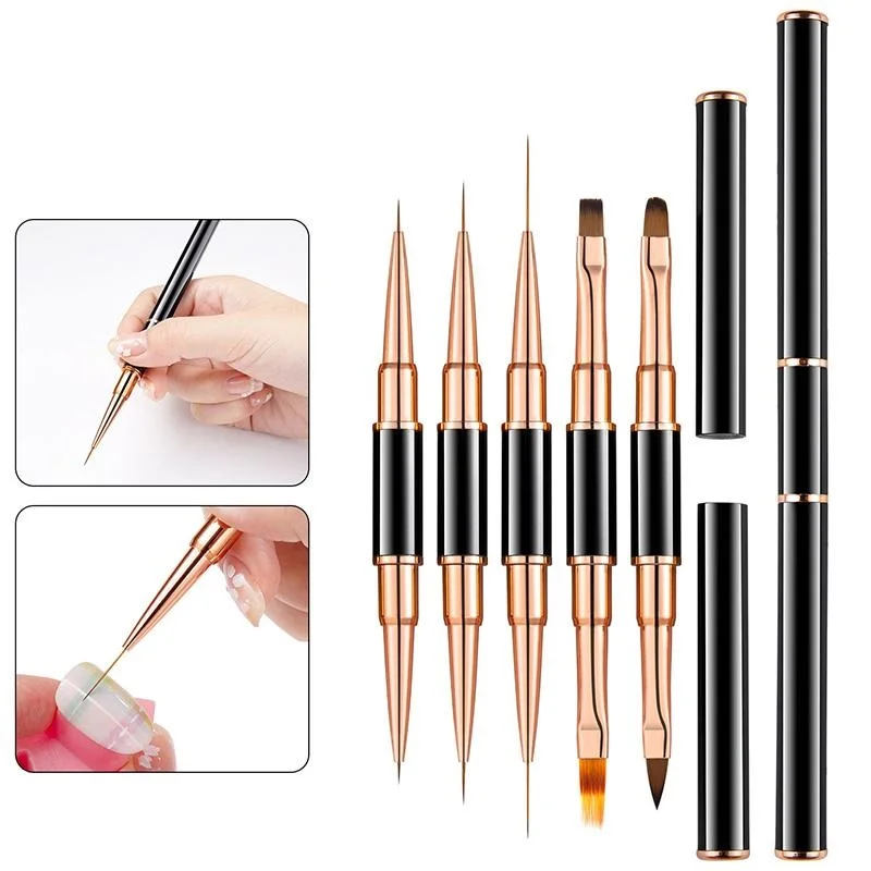 Double Head Nail Art Liner Painting Brush Thin Stripe Line Drawing acrylic DIY UV Gel Phototherapy brushes Manicure Accessories