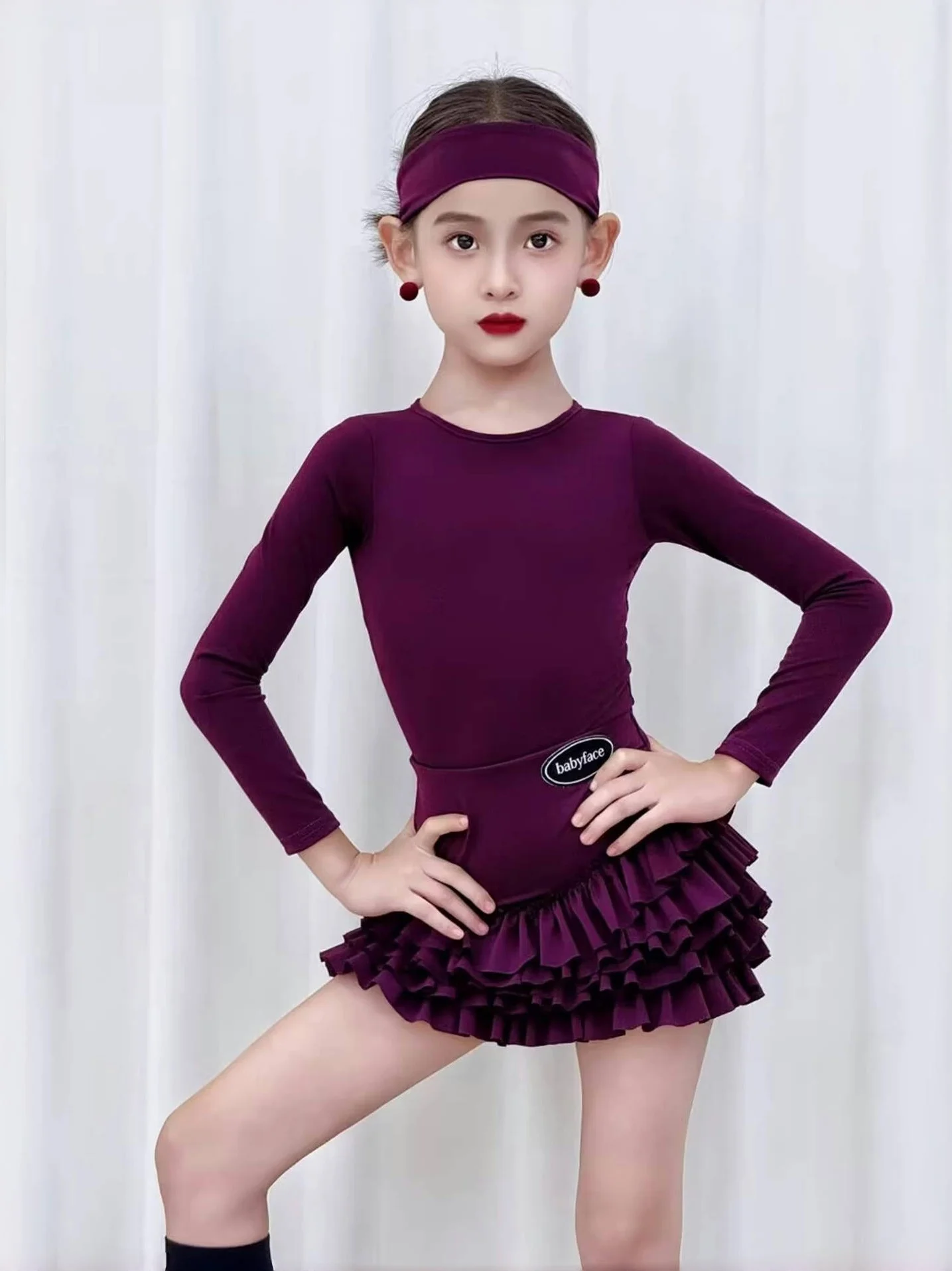 

customized children's girls' Latin national standard dance dess competition practice dress team performance dress fringe skirt