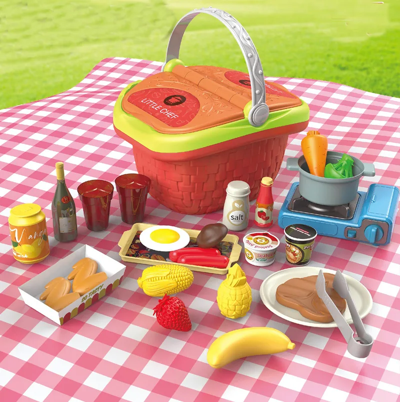 I bambini fanno finta di giocare a cestino da Picnic cibo frutta pane Dinking Pizza Basket per Picnic Playtime Gift for Girl