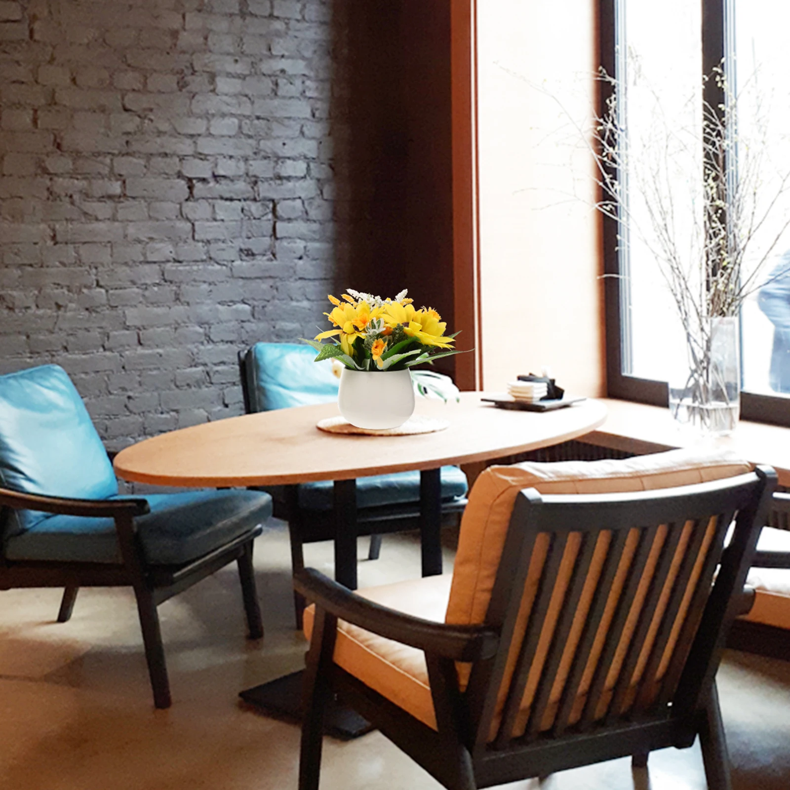 

2Pcs Potted Sunflower Ornament Premium Materials Decorative Home Store Freshness Gift Choice Artificial Sunflower Pot