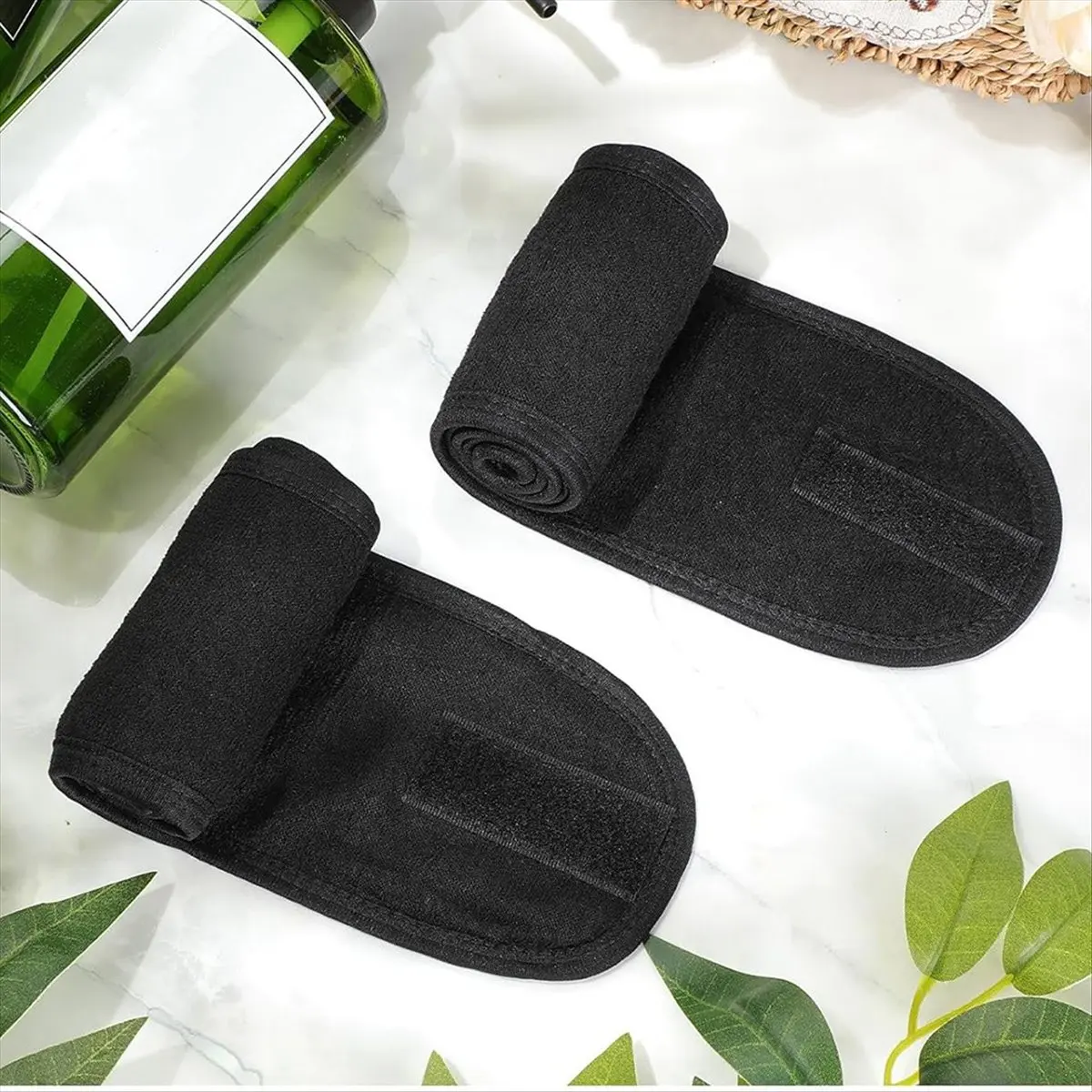 【新商品】30枚入り-スパヘッドバンド-エステティシャン-ヘアラップ-女性用-調節可能-メイクアップ-スポーツ-シャワー-ストレッチタオル-ブラック