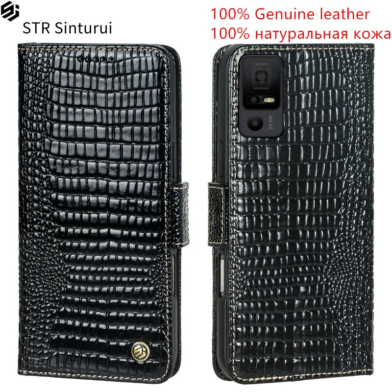 

STR Genuine leather lizard grain card Slot Wallet Cover For TCL 40 NxtPaper 5G X XE 406 408 403 405 4036 406s 40R phone Case