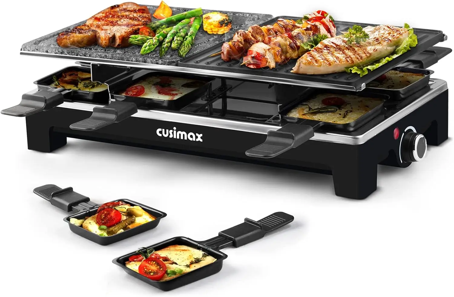 

Table Grill, CUSIMAX Indoor Grill Electric Grill, Portable Korean BBQ Grill with 2 in 1 Reversible Non-stick Plate & Na