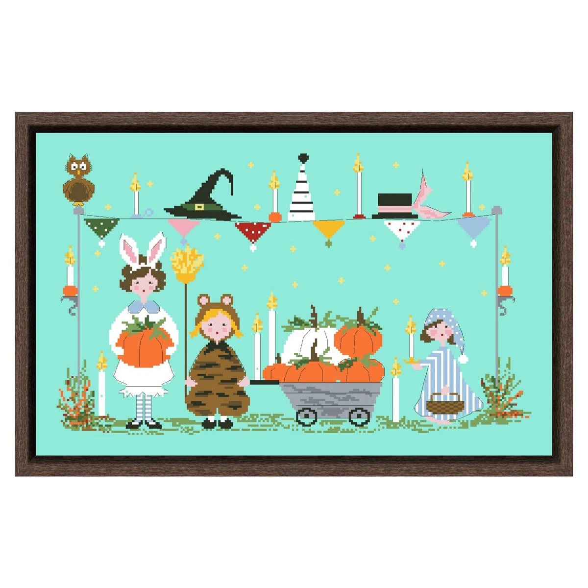 Harvest pumpkin cross stitch kit Halloween cartoon 18ct 14ct 11ct bright green canvas stitching embroidery DIY