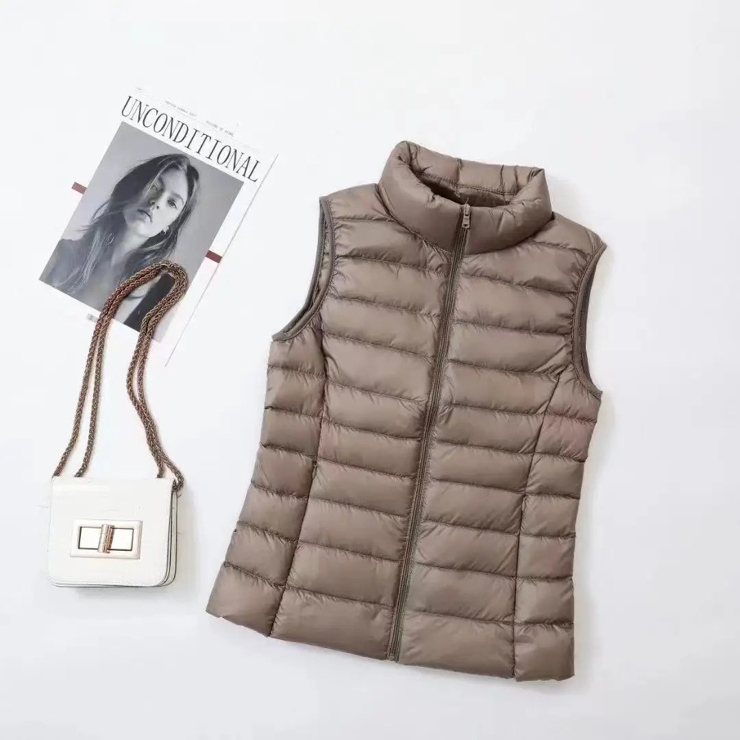 Gilet en Duvet de Canard Ultraléger pour Femme, Veste Portable à Manches sulf, Nouvelle Collection Automne Hiver 2023