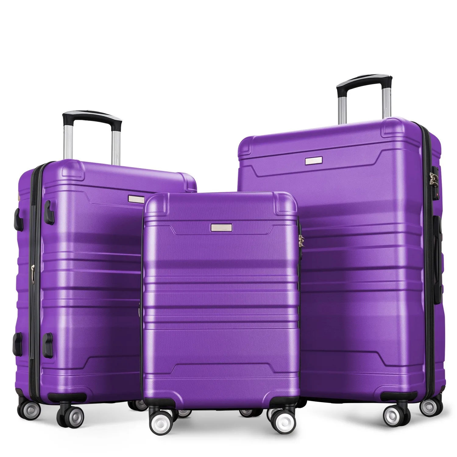 

New Model Expandable ABS Hardshell 3pcs Luggage Set - Lightweight Durable Suitcases with Spinner Wheels and TSA Lock, Purple