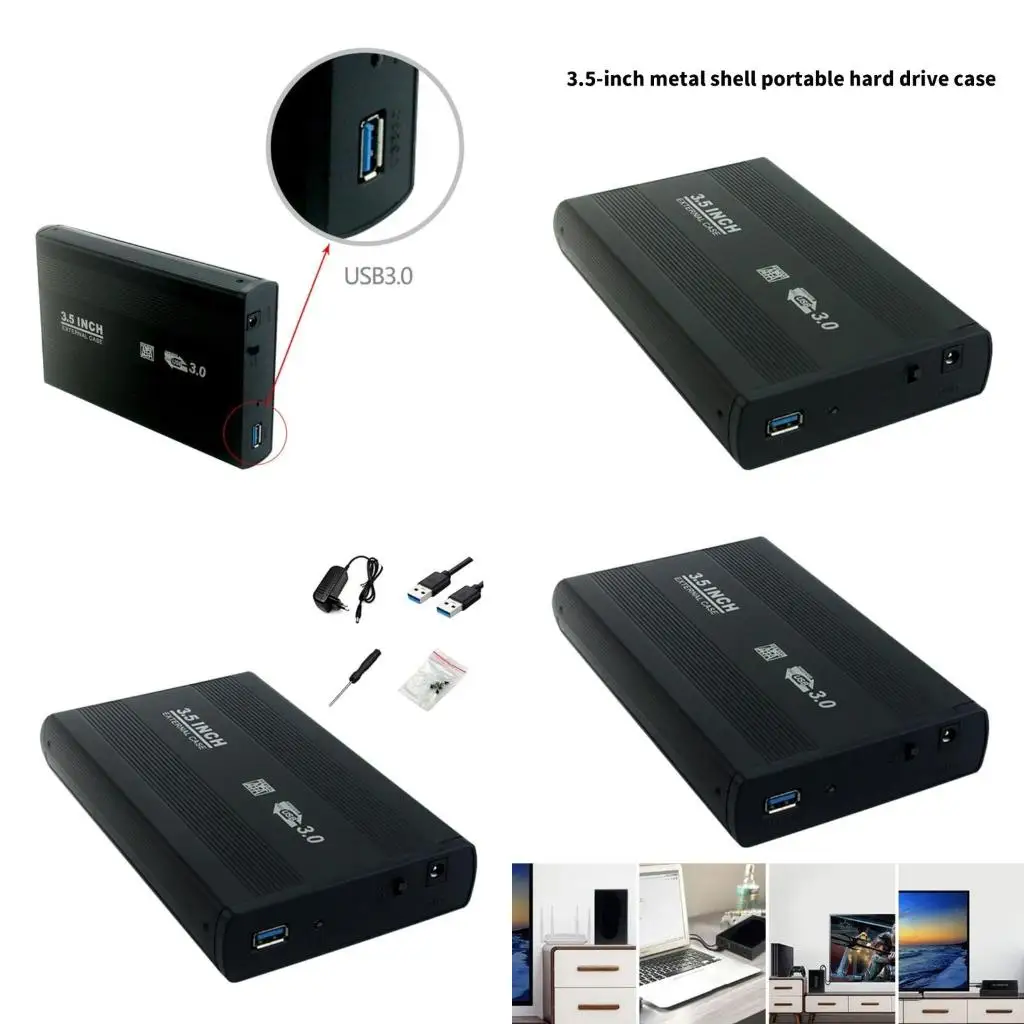 

3,5-дюймовый корпус жесткого диска USB3.0 для твердого диска с корпусом из алюминиевого сплава Эффективное рассеивание тепла
