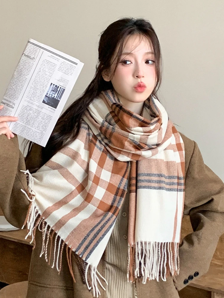 Bufanda gruesa y cálida de Invierno para mujer, chal de Pashmina de Cachemira con diseño impreso, bufandas con borlas, Foulard de punto para hombre y mujer, manta C754