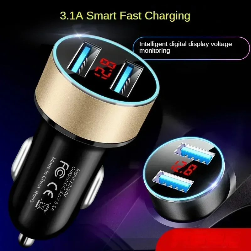 QC 3.0 Car Charger Multi-function Dual USB LED Display Voltmeter Monitors Car Cigarette Lighter Charger Adapter