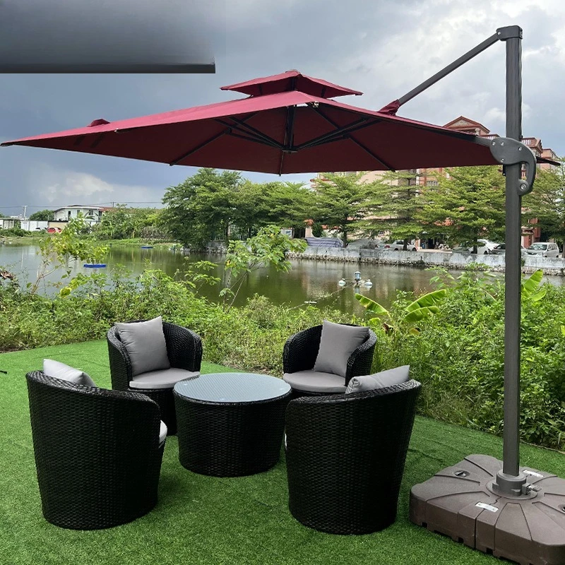 

Garden rooftop rattan woven table and chair furniture living room cafe hand-woven waterproof sunscreen garden furniture