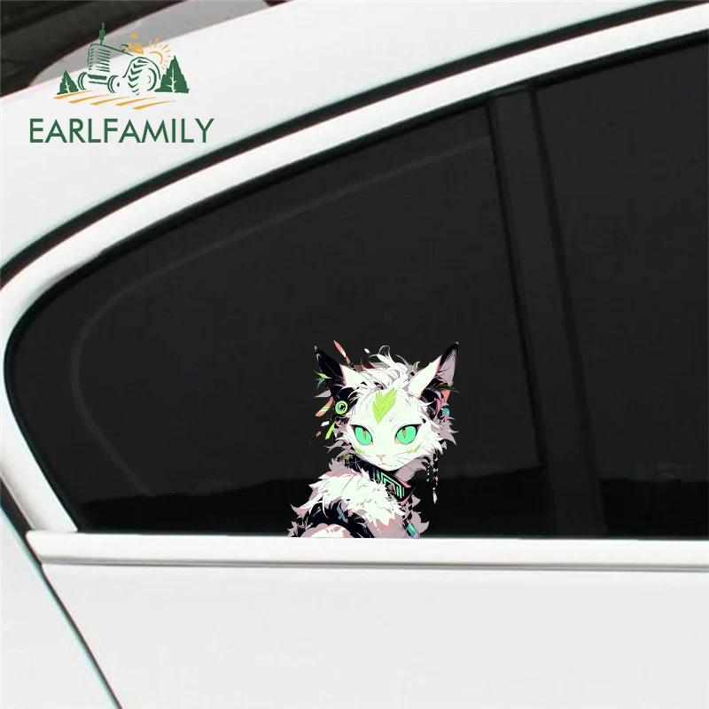 EARLFAMILY 13cm X 11.3cm For Pretty Cartoon Cat Digital Art Car Stickers Personality Graffiti Decals Creative Windshield Decor