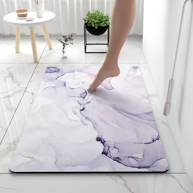 Bathroom Rugs Soft Diatomaceous Earth Floor Mat Super Absorbent Toilet Carpet Door Foot Mats Bath Non-slip Rubber Shower Rug Pad