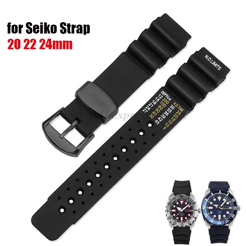 ND Limits Diver Silicone Strap for Seiko Logo Water Ghost for Rolex Promaster 20mm 22mm 24mm Rubber Watchband Men Sports Strap