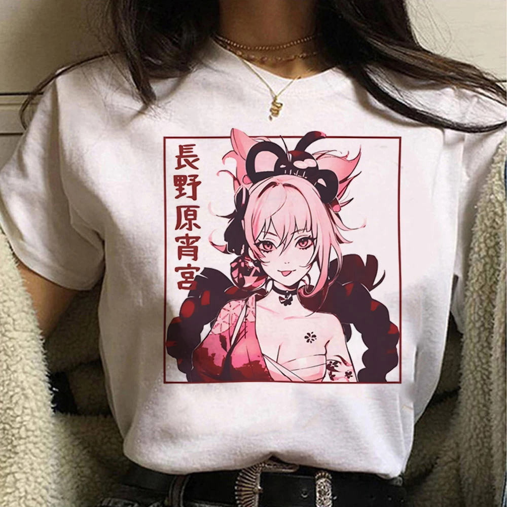 T gráfico Genshin Impact para mulheres, roupas anime Harajuku, camiseta designer feminina