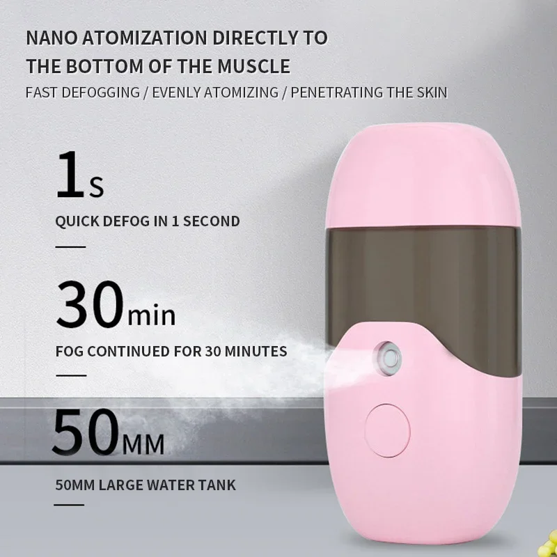 Nowy 50ML Mini Nano spryskiwacz do twarzy nebulizator USB parownik do twarzy nawilżający nawilżający nawilżający nawilżający nawilżający narzędzia do pielęgnacji do skóry