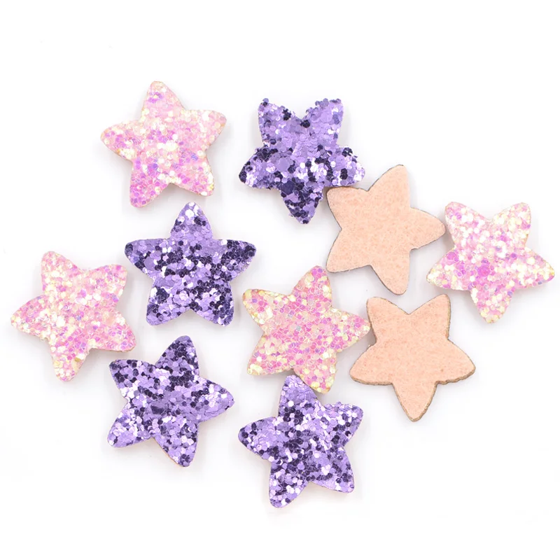 40Pcs Glitter Leather Padded Patches Star Shape Applique for Craft/Clothes/Hairpin DIY Scrapbooking Accessories