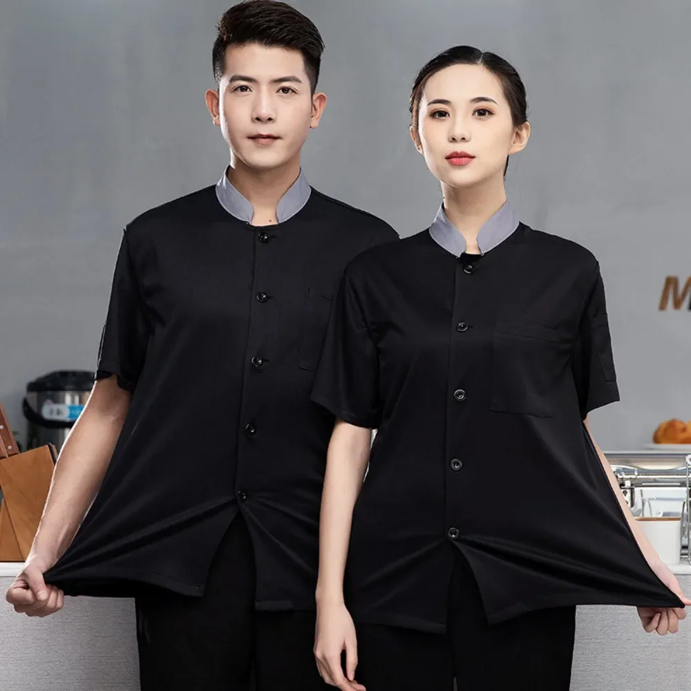 Full Body Ademend Net Chef Werkkleding Korte Mouw Heren Zomer Dunne Koele Eetkamer Hotpot Terug Keuken