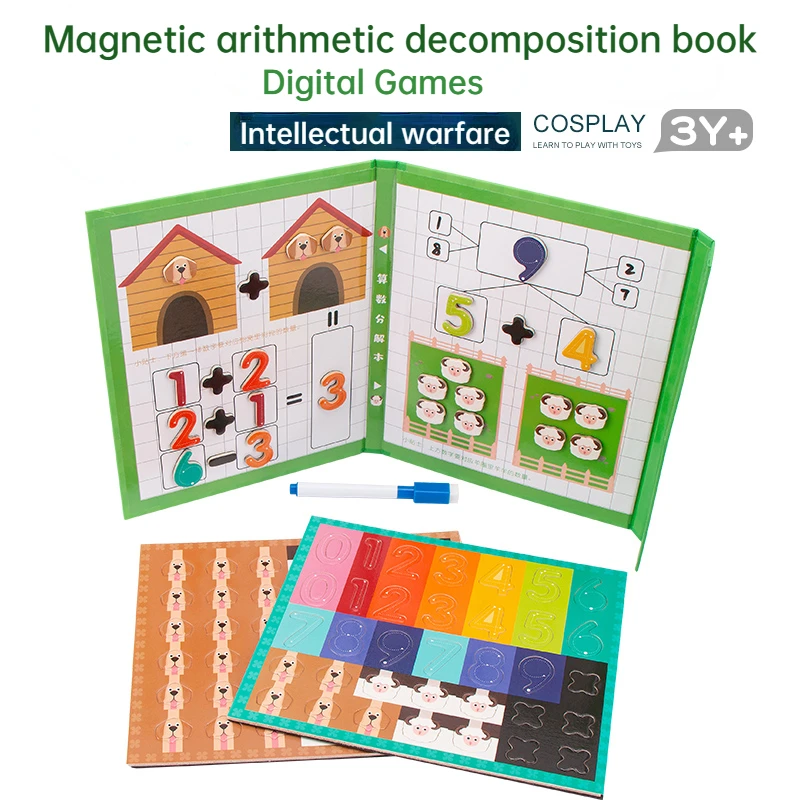 Kinder Mathe Arithmetik Buch Kinder magnetische Aufkleber digitale Zersetzung Arithmetik Montessori frühes Lernen Bildung Spielzeug