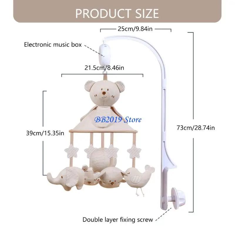 Q0KB Giocattolo per appendere culla mobile, decorazioni per scuola materna, carillon, giocattolo per il monitoraggio del